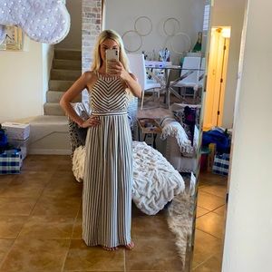 Floor length maxi dress black and cream